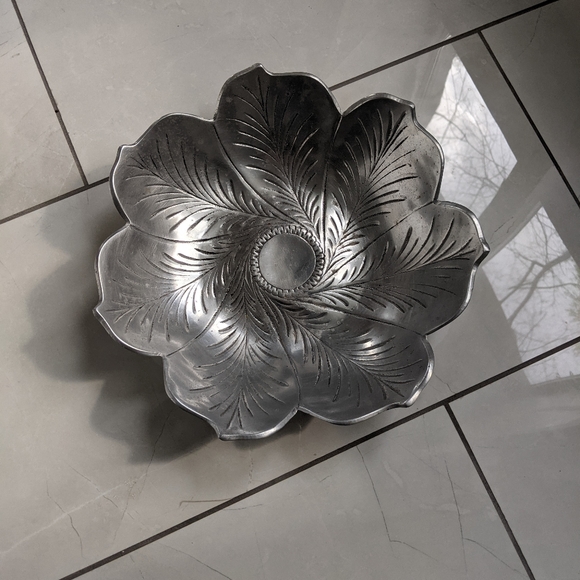 Large metal flower bowl
